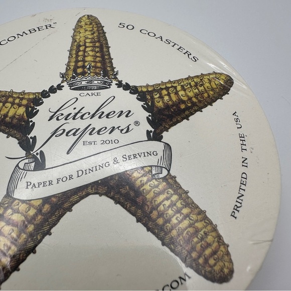 Cake Kitchen Papers Starfish Coasters - Cream Nautical Beach Surf Beachcomber - Picture 10 of 10